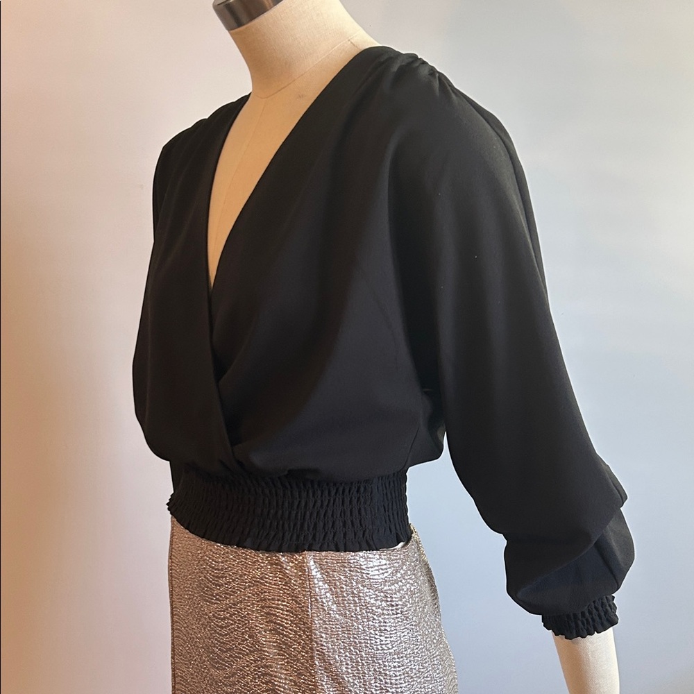 Wilfred Elegant Black Wrap Blouse small